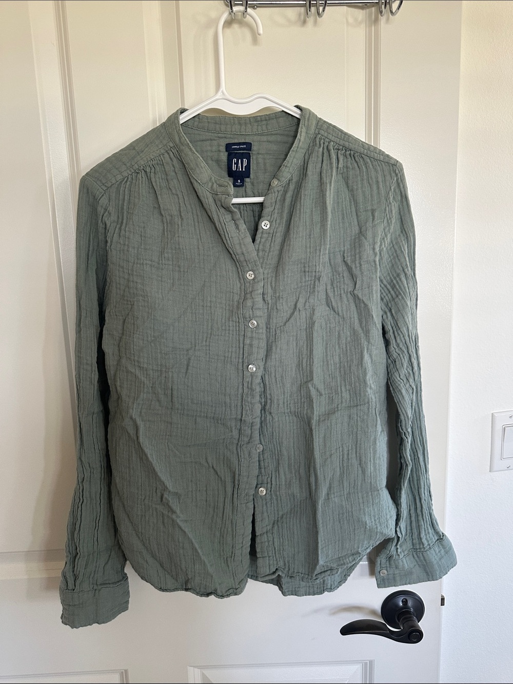 Crinkle gauze button shirt
